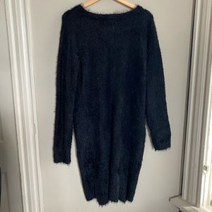 Fuzzy black midi dress L